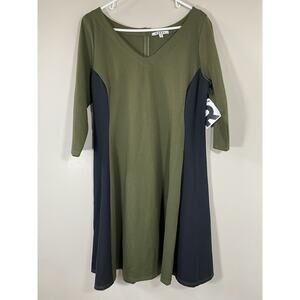 REBEL Rebel Wilson NWT Colorblock 3/4 Sleeve Knee Length Dress Stretch Size 1X‎